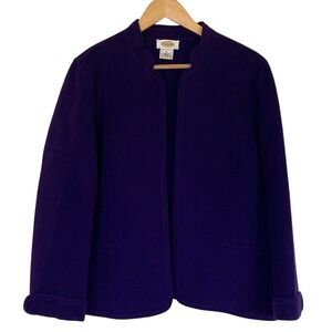 Talbots Women's Purple Wool Open Shell Coat‎ Cardigan Size 14 Classic Old Money